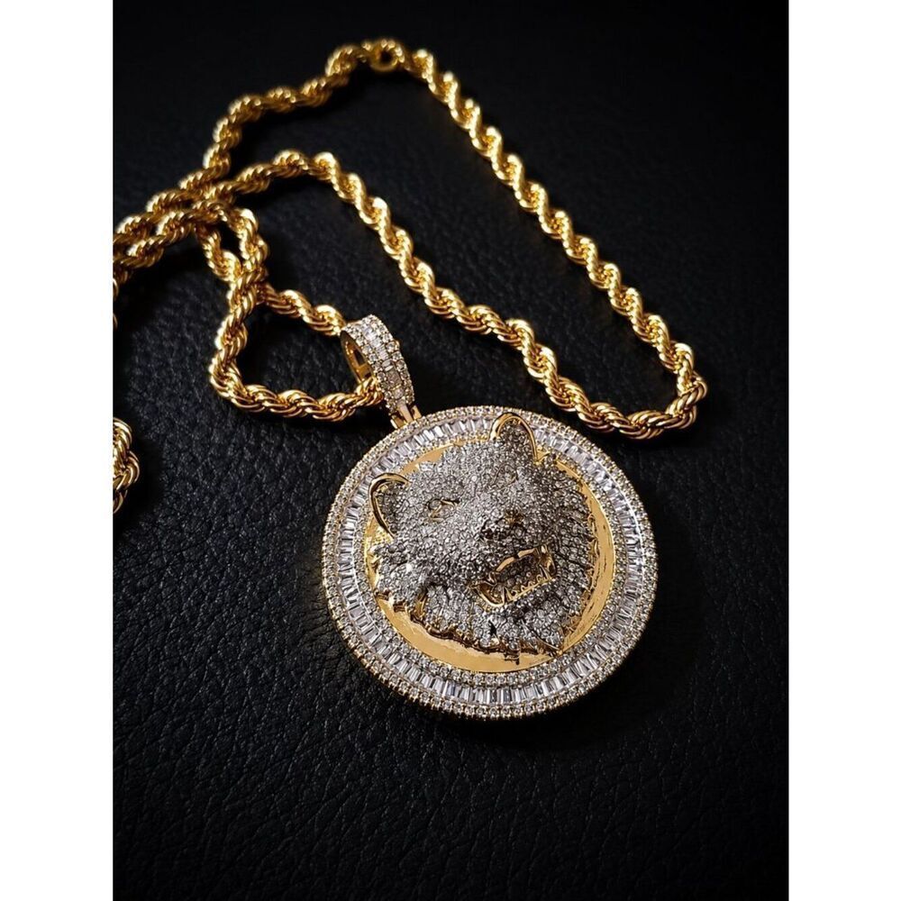 Bust Down Lion medallion necklace